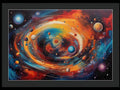a painting of planets and stars in a spiral galaxy