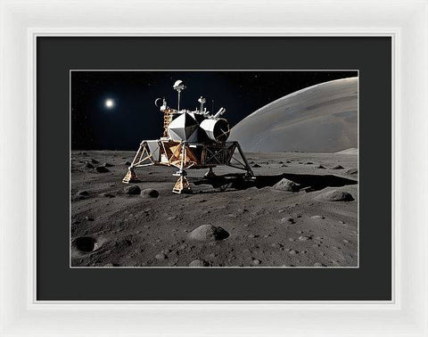 Celestial Exploration: An Astronaut's Journey - Framed Print