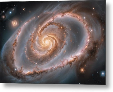a spiral galaxy with stars and a spiral galaxy in the background