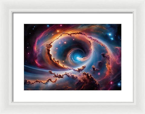 Galactic Swirls: A Spiral Galaxy Metal Print by Corey Vandervel - Framed Print