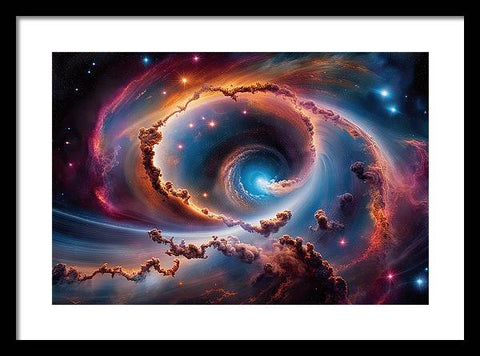 Galactic Swirls: A Spiral Galaxy Metal Print by Corey Vandervel - Framed Print