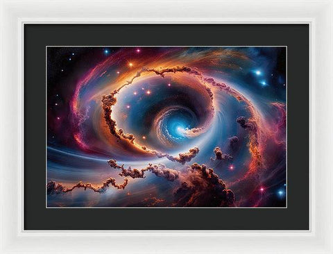 Galactic Swirls: A Spiral Galaxy Metal Print by Corey Vandervel - Framed Print