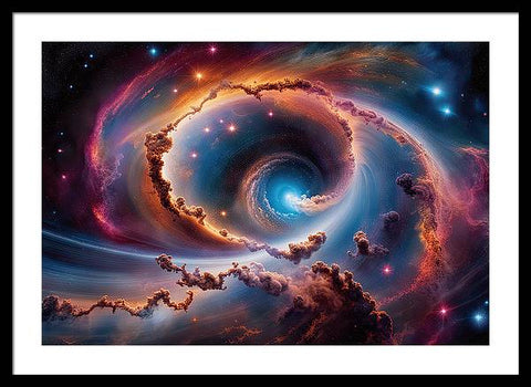 Galactic Swirls: A Spiral Galaxy Metal Print by Corey Vandervel - Framed Print