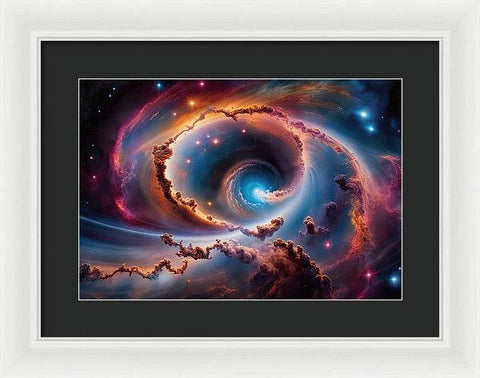 Galactic Swirls: A Spiral Galaxy Metal Print by Corey Vandervel - Framed Print