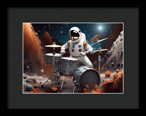 The Astronaut's Cosmic Jam - Framed Print