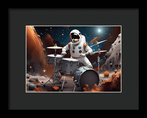 The Astronaut's Cosmic Jam - Framed Print