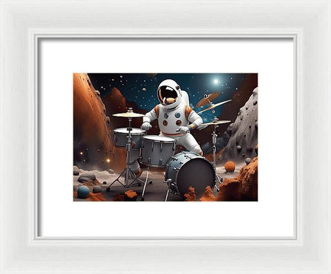 The Astronaut's Cosmic Jam - Framed Print
