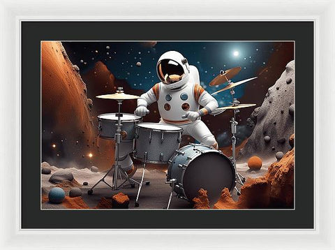 The Astronaut's Cosmic Jam - Framed Print