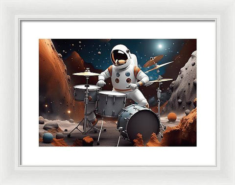 The Astronaut's Cosmic Jam - Framed Print