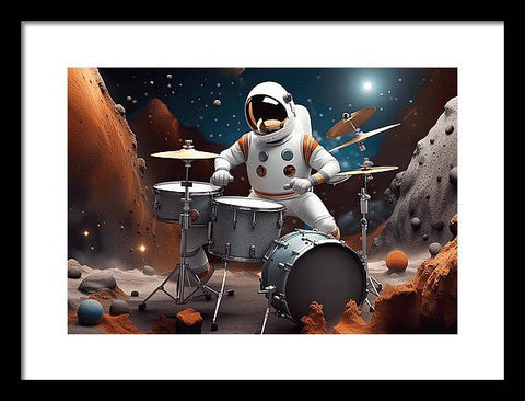 The Astronaut's Cosmic Jam - Framed Print