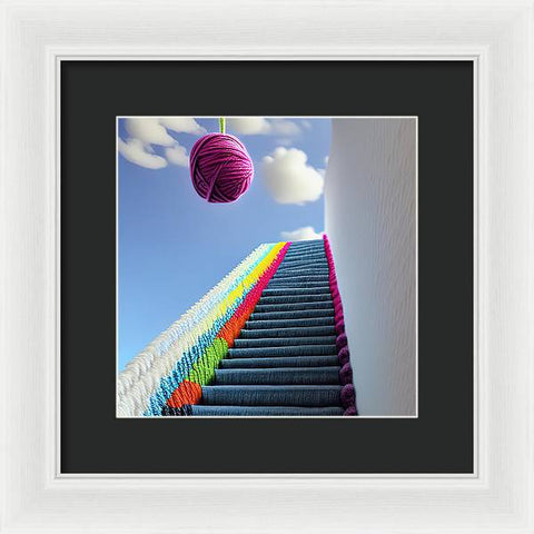 Yarn Winding its way Up the Stairs - Framed Print