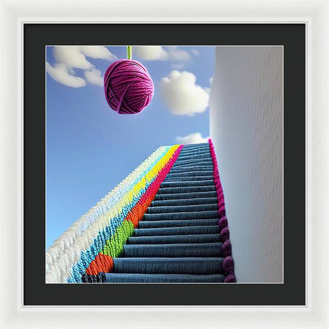 Yarn Winding its way Up the Stairs - Framed Print