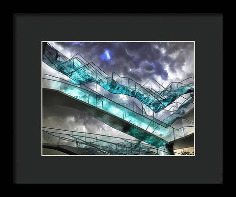 Stairway With Glass Sculpture - Framed Print