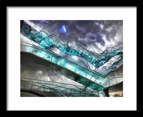 Stairway With Glass Sculpture - Framed Print
