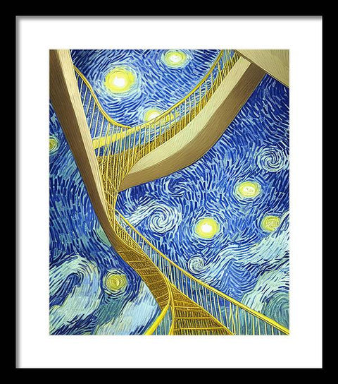 Spiraling Staircase's Moonlit Night - Framed Print