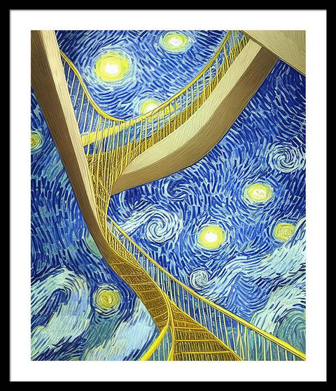 Spiraling Staircase's Moonlit Night - Framed Print