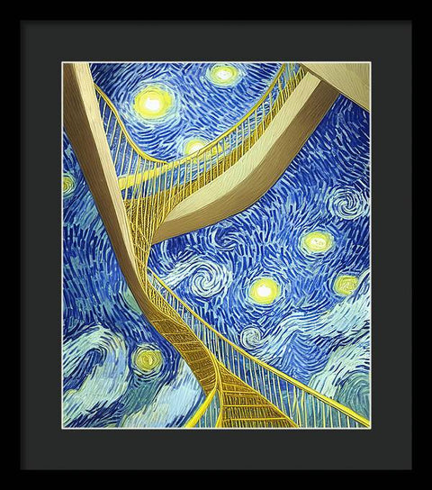 Spiraling Staircase's Moonlit Night - Framed Print