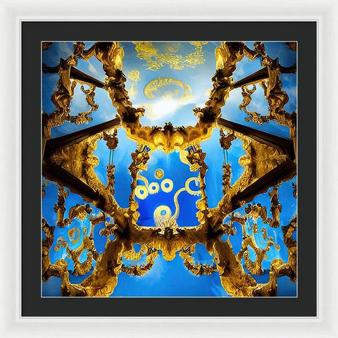 Celestial Glow: Ornate Ceiling Chandelier - Framed Print