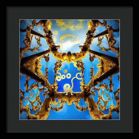 Celestial Glow: Ornate Ceiling Chandelier - Framed Print