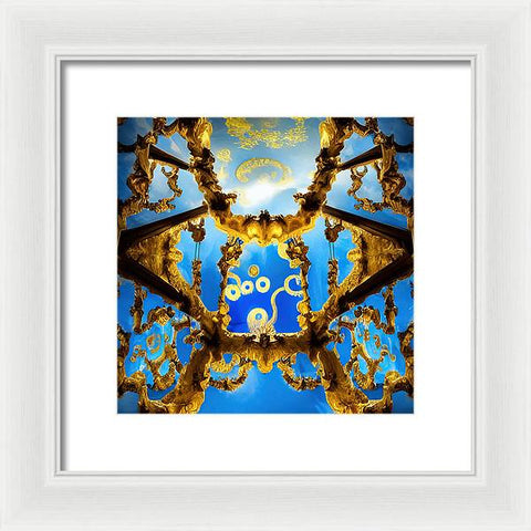 Celestial Glow: Ornate Ceiling Chandelier - Framed Print