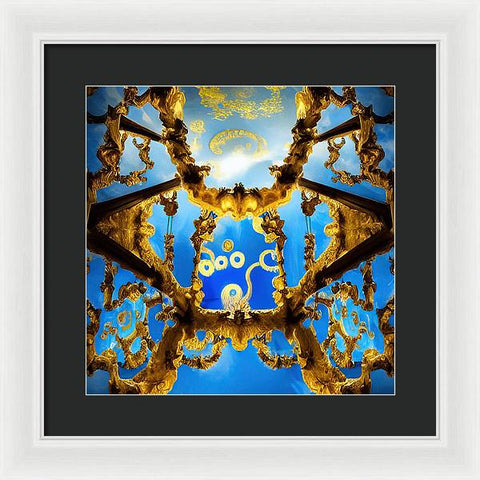 Celestial Glow: Ornate Ceiling Chandelier - Framed Print