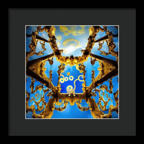 Celestial Glow: Ornate Ceiling Chandelier - Framed Print