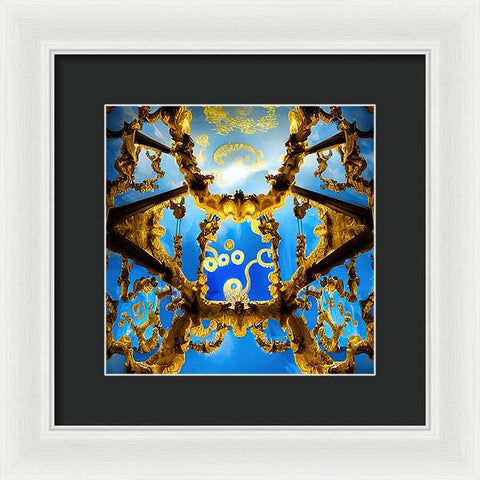 Celestial Glow: Ornate Ceiling Chandelier - Framed Print