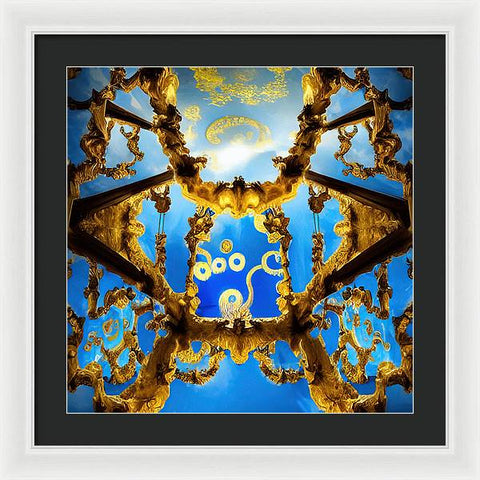 Celestial Glow: Ornate Ceiling Chandelier - Framed Print