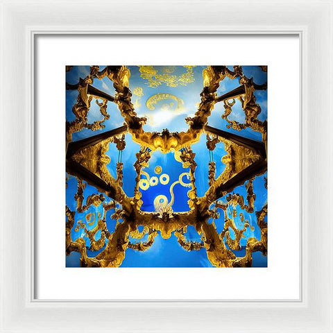 Celestial Glow: Ornate Ceiling Chandelier - Framed Print