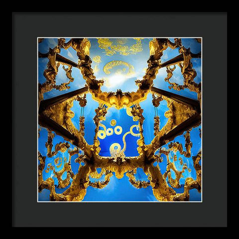 Celestial Glow: Ornate Ceiling Chandelier - Framed Print