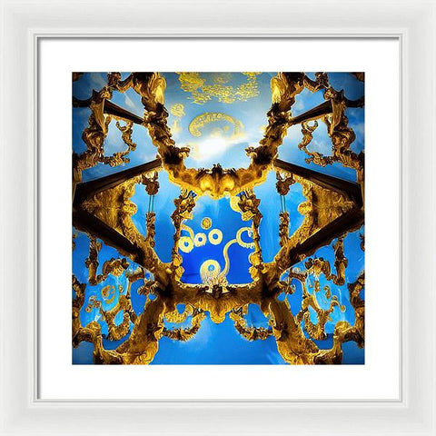 Celestial Glow: Ornate Ceiling Chandelier - Framed Print