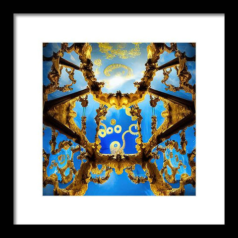 Celestial Glow: Ornate Ceiling Chandelier - Framed Print