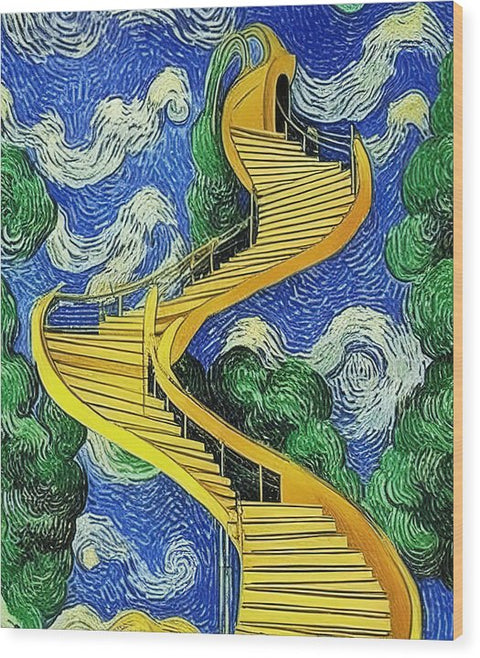 a stair case has a spiral stairway that leads to the staircase in