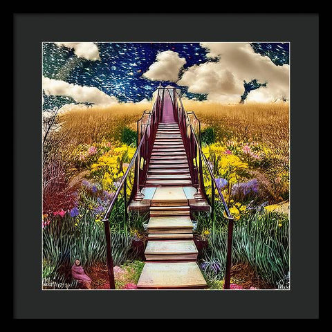 Stairway of Flowers - Framed Print