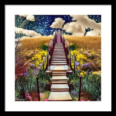Stairway of Flowers - Framed Print