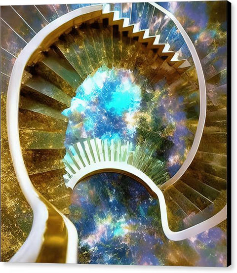 A closeup of a staircase in a mans mind