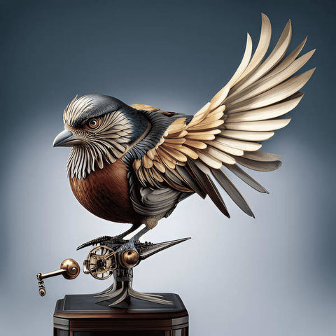 Steampunk Sparrow Bird Art - Art Print