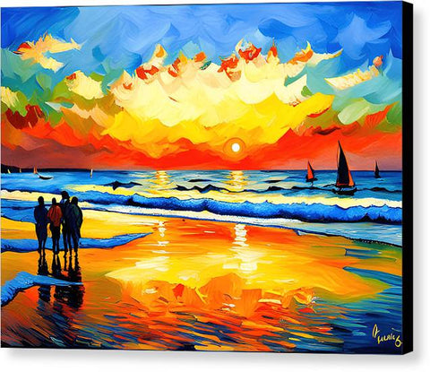 Vibrant Impressionist Beach Painting - Canvas Print