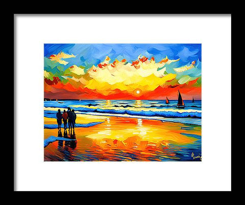 Vibrant Colorful Beach Painting with Woman in One-Piece and Shells Fantasy  Art - Canvas Print