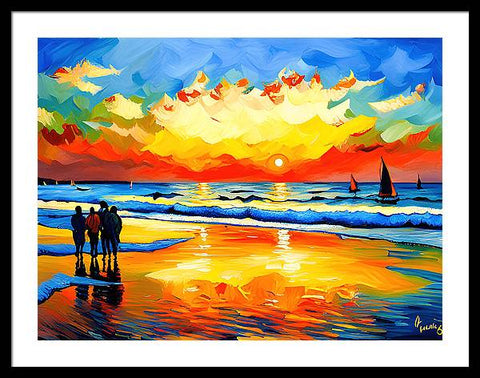 Vibrant Impressionist Beach Painting - Canvas Print – artAIstry