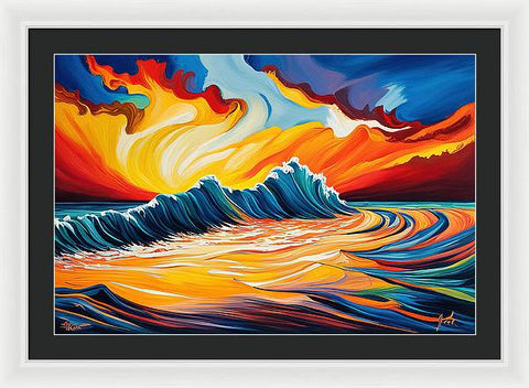 Vibrant Ocean Ai Art - Framed Print