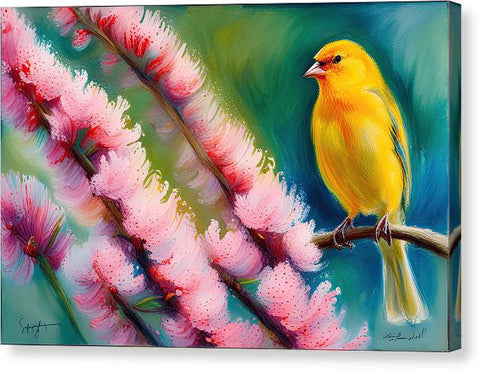 Yellow Bird Colorful Painting - Canvas Print