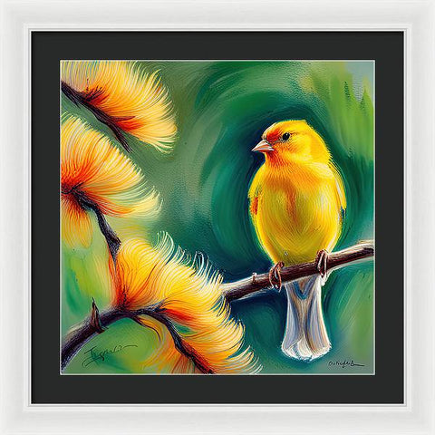 Yellow Bird Painting - Framed Print