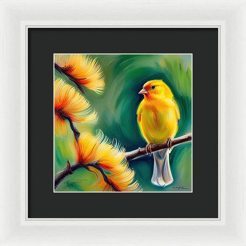 Yellow Bird Painting - Framed Print