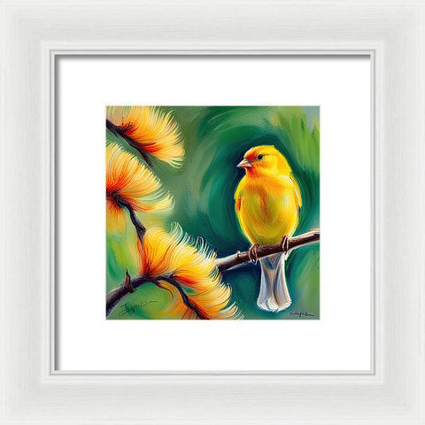 Yellow Bird Painting - Framed Print