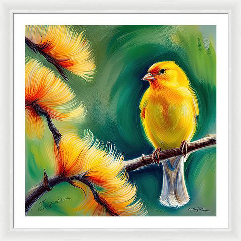 Yellow Bird Painting - Framed Print