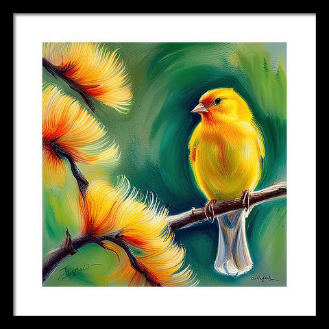 Yellow Bird Painting - Framed Print