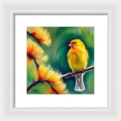 Yellow Bird Painting - Framed Print