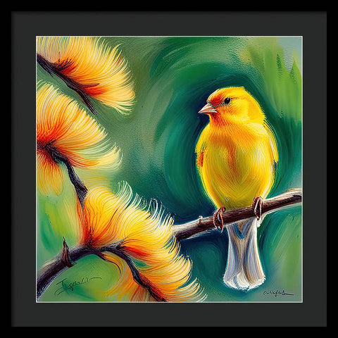 Yellow Bird Painting - Framed Print