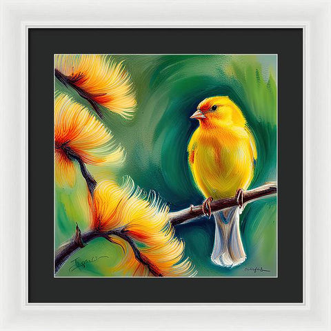 Yellow Bird Painting - Framed Print